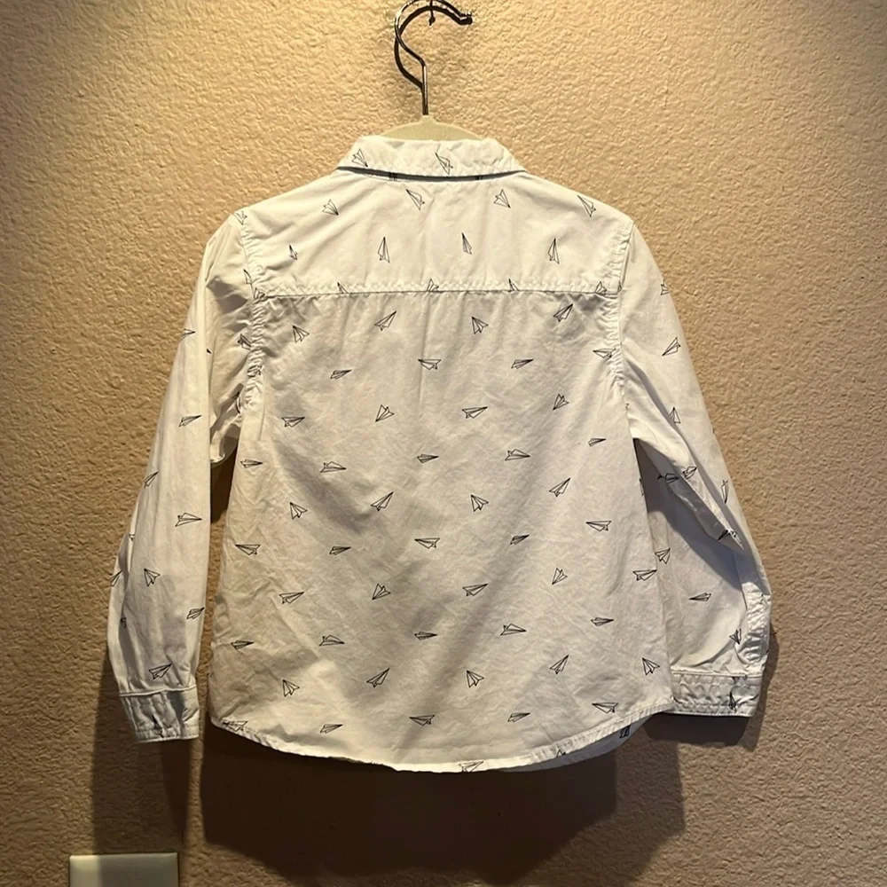 Gymboree Boy’s Button Down Oxford Shirt Paper Airplanes Size 3T